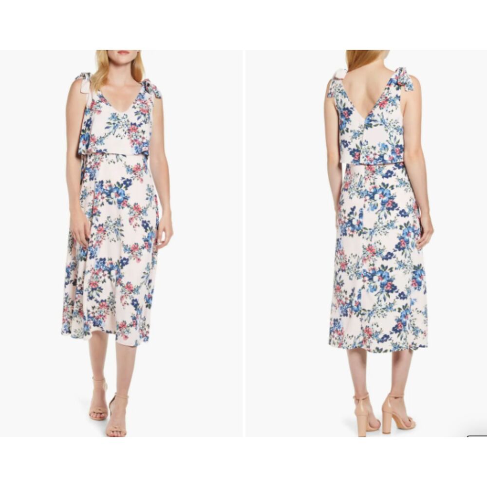 Bobeau Collection Tie Strap Midi Dress M